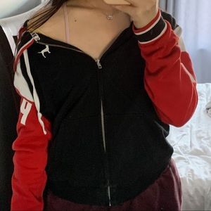 victoria’s secret pink colourblock zip up hoodie